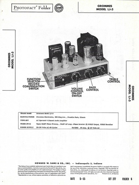 Grommes LJ-3 - Photofact - Schematic Set 277/Folder 6