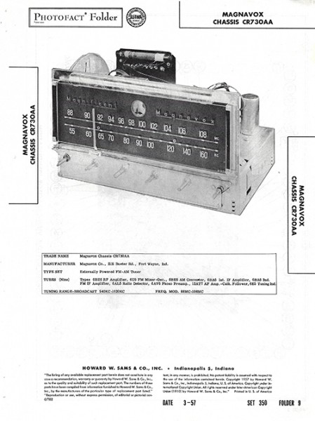 Magnavox Chassis CR730AA - Photofact - Schematic Set 350/Folder 9