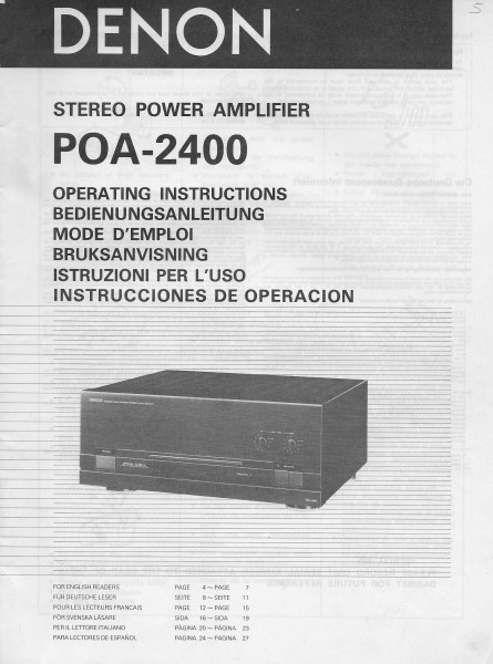Denon POA-2400 Bedienungsanleitung