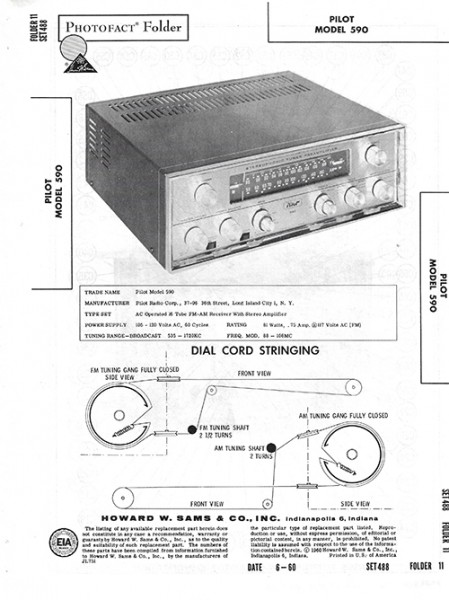 Pilot 590 - Photofact - Schematic Set 488/Folder 11