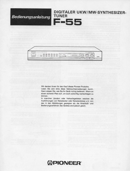 Pioneer F-55 Bedienungsanleitung