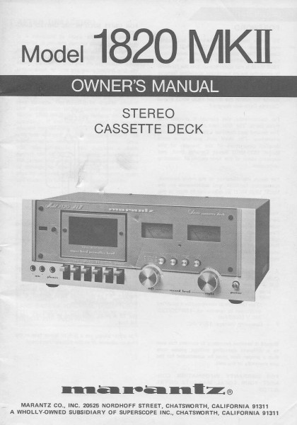 Marantz 1820 MKII Bedienungsanleitung