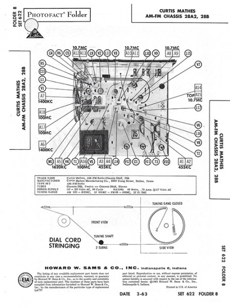 Curtis Mathes AM-FM Chassis 28A2, 28B - Photofact - Schematic Set 622/Folder 8