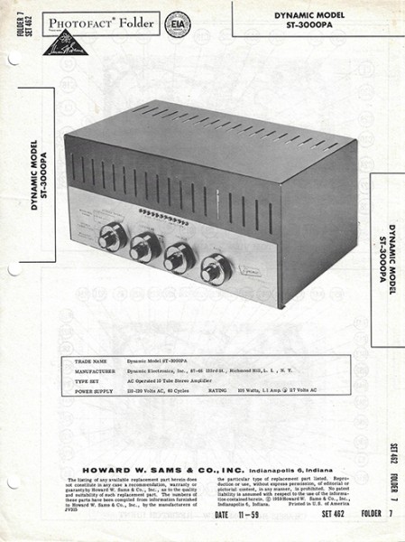 Dynamic ST-3000PA - Photofact - Schematic Set 462/Folder 7