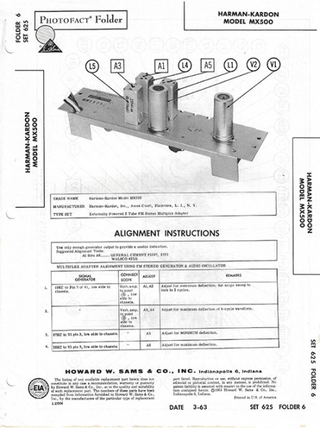 Harman-Kardon MX500 - Photofact - Schematic Set 625/Folder 6