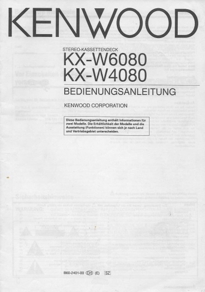 Kenwood KX-W6080 / KX-W4080 Bedienungsanleitung