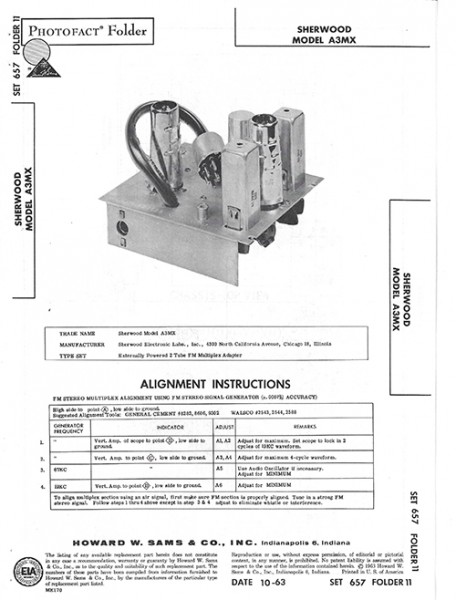 Sherwood A3MX - Photofact - Schematic Set 657/Folder 11