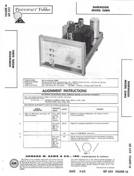 Sherwood S3MX - Photofact - Schematic Set 622/Folder 16