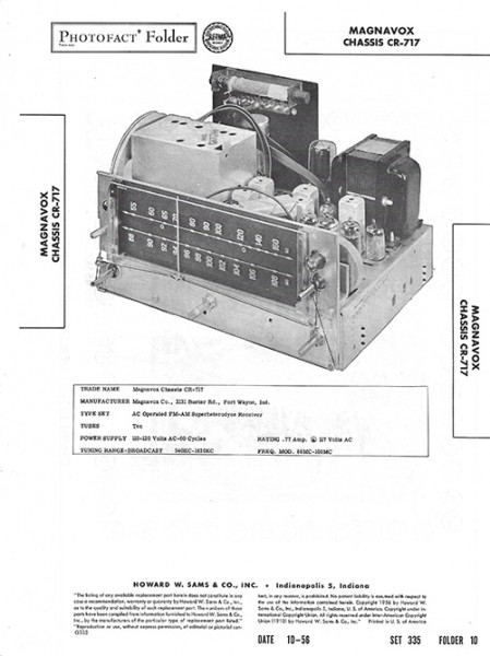 Magnavox Chassis CR-717 - Photofact - Schematic Set 335/Folder 10