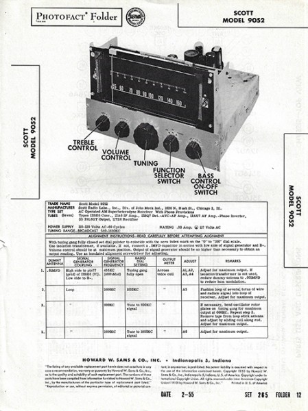 Scott 9052 - Photofact - Schematic Set 265/Folder 12