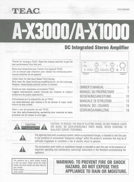 Teac A-X3000 / A-X1000 Bedienungsanleitung