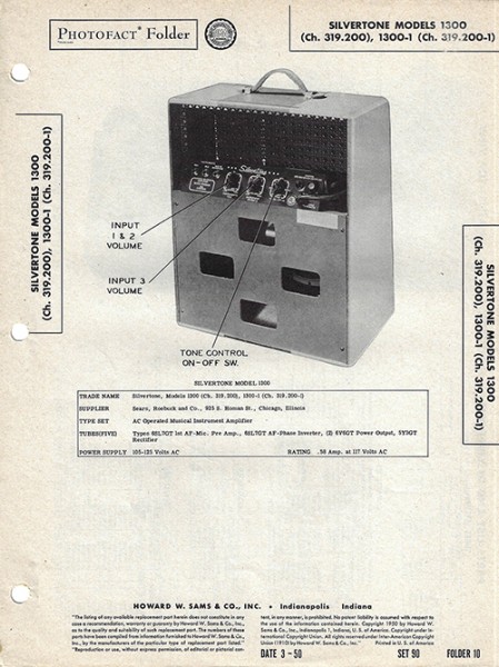 Silvertone 1300, 1300-1 - Photofact - Schematic Set 90/Folder 10