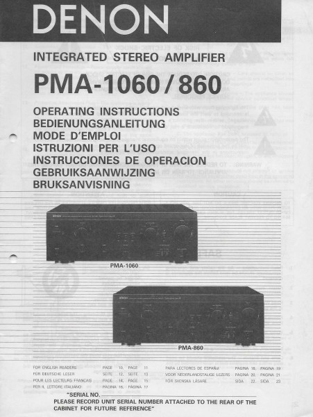 Denon PMA-1060 / 860 Bedienungsanleitung