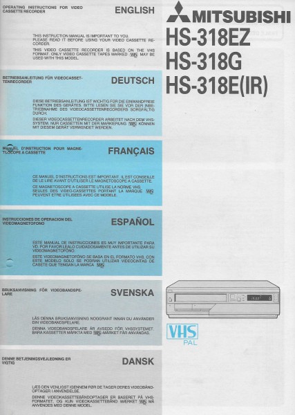Mitsubishi HS-318EZ / HS-318G / HS-318E(IR) Bedienungsanleitung