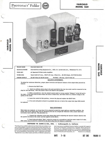 Fairchild 260 - Photofact - Schematic Set 282/Folder 6