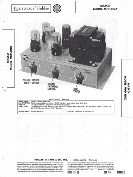 Masco MHP-110X - Photofact - Schematic Set 115/Folder 5