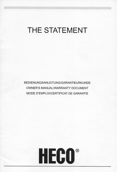 Heco The Statemeent Bedienungsanleitung