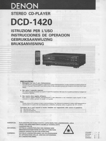 Denon DCD-1420 Bedienungsanleitung