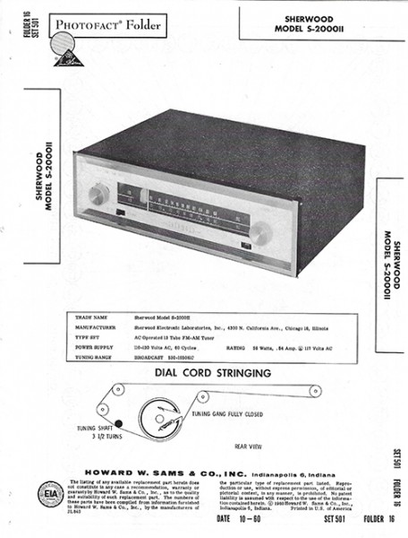 Sherwood S-2000II - Photofact - Schematic Set 501/Folder 16