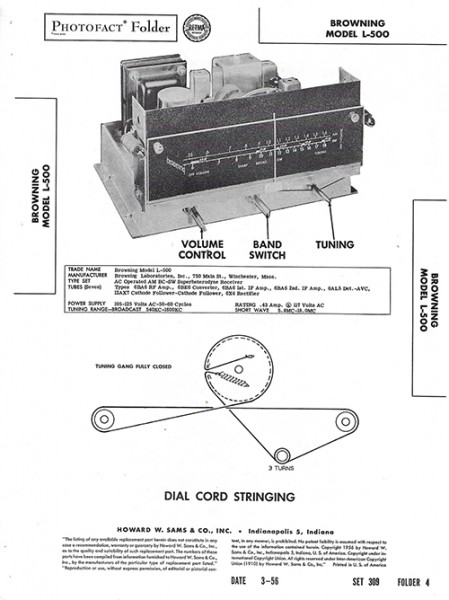 Browning L-500 - Photofact - Schematic Set 309/Folder 4