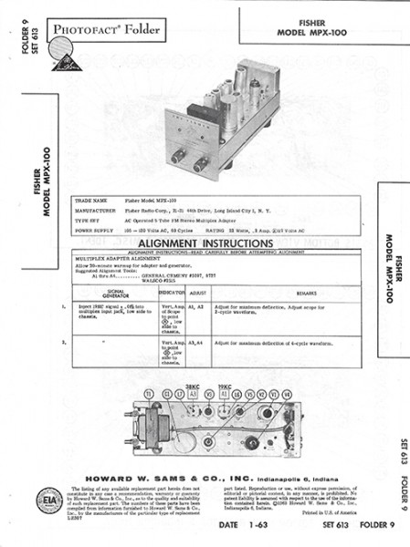 Fisher MPX-100 - Photofact - Schematic Set 613/Folder 9