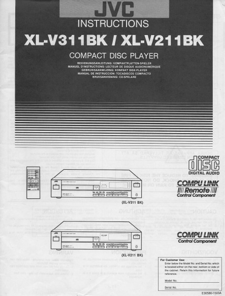 JVC XL-V311BK/XL-V211BK Bedienungsanleitung