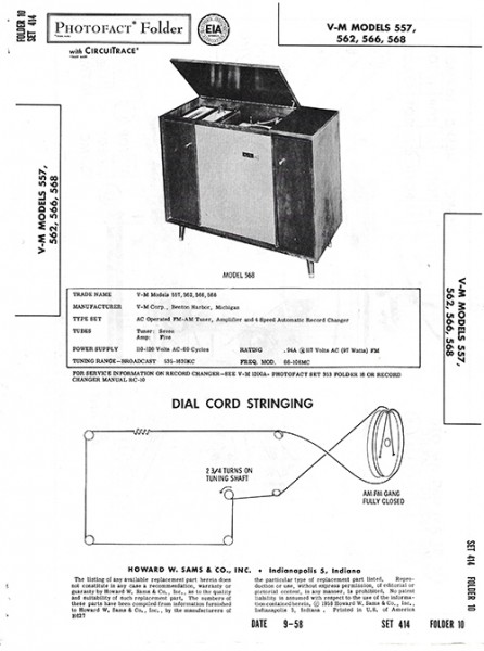 V-M 557, 562, 566, 568 - Photofact - Schematic Set 414/Folder 10