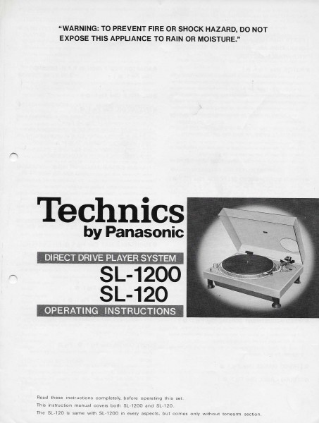 Technics SL-1200 / SL-120 Bedienungsanleitung