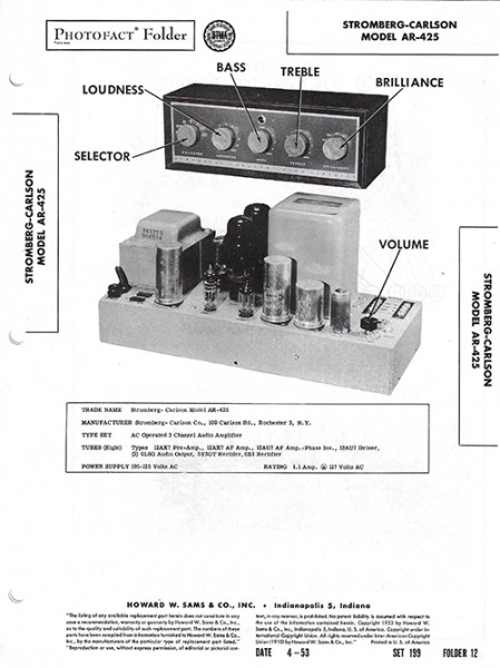 Stromberg-Carlson AR-425 - Photofact - Schematic Set 199/Folder 12
