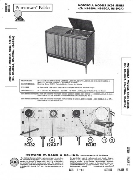 Motorola SK34 Series - Photofact - Schematic Set 556/Folder 12