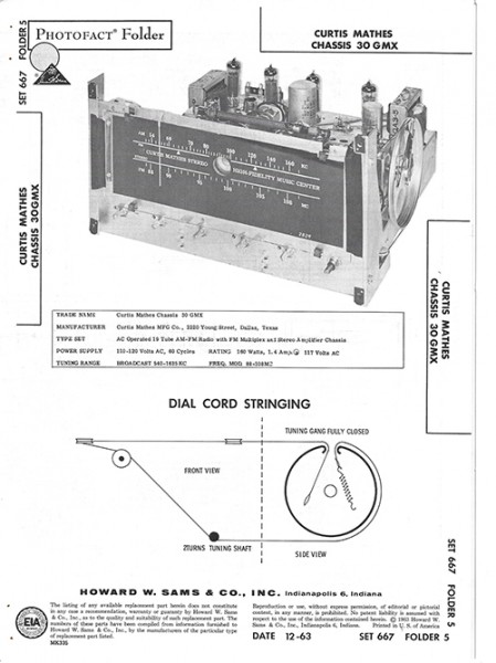 Curtis Mathes 30 GMX - Photofact - Schematic Set 667/Folder 5