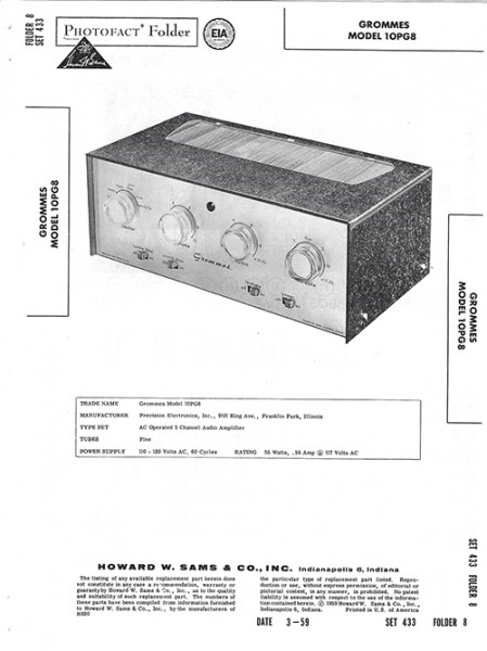 Grommes 10PG8 - Photofact - Schematic Set 433/Folder 8