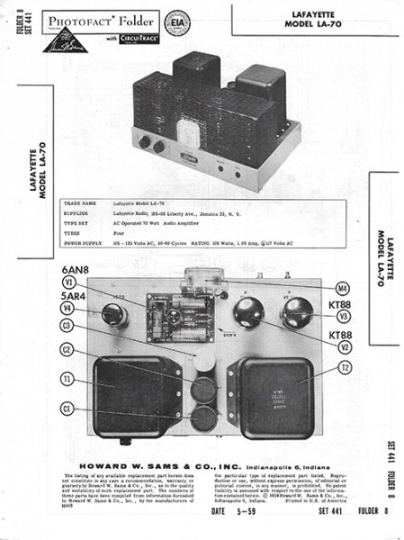 Lafayette LA-70 - Photofact - Schematic Set 441/Folder 8
