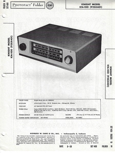 Knight KN-199 (92SX401) - Photofact - Schematic Set 409/Folder 10
