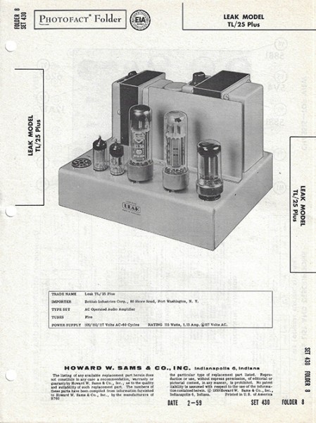 Leak TL/25 Plus - Photofact - Schematic Set 430/Folder 8