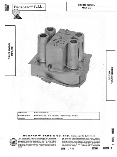 Fisher MPX-20 - Photofact - Schematic Set 493/Folder 8