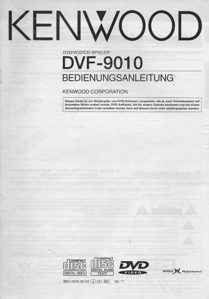 Kenwood DVF-9010 Bedienungsanleitung