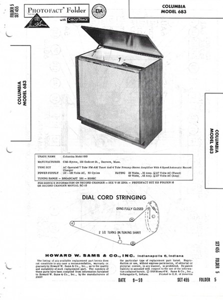 Columbia 683 - Photofact - Schematic Set 455/Folder 5