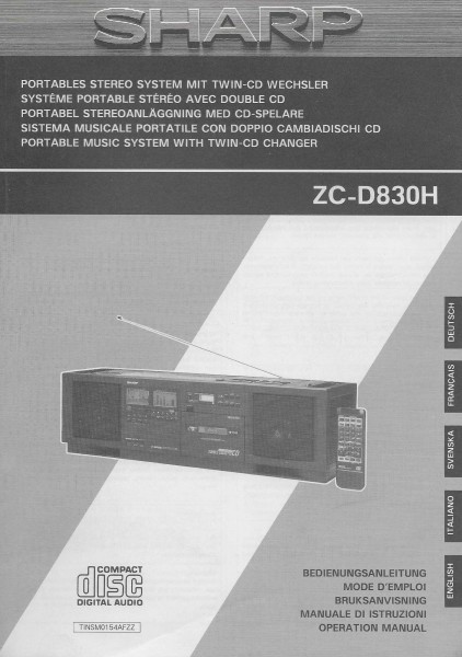 Sharp ZC-D830H Bedienungsanleitung