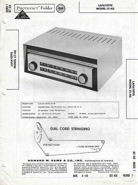 Lafayette LT-40 - Photofact - Schematic Set 439/Folder 7
