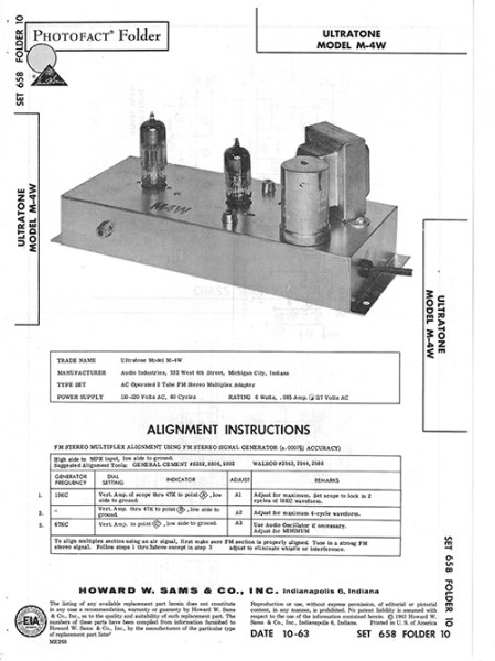 Ultratone M-4W - Photofact - Schematic Set 658/Folder 10