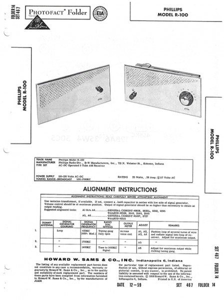 Phillips R-100 - Photofact - Schematic Set 467/Folder 14