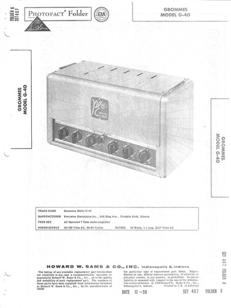 Grommes G-40 - Photofact - Schematic Set 467/Folder 6