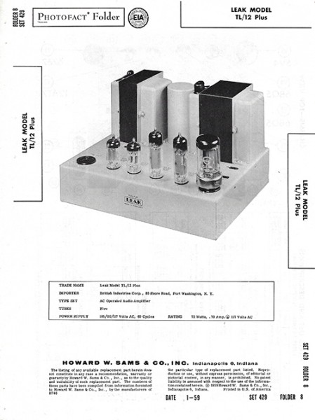 Leak TL/12 Plus - Photofact - Schematic Set 429/Folder 8