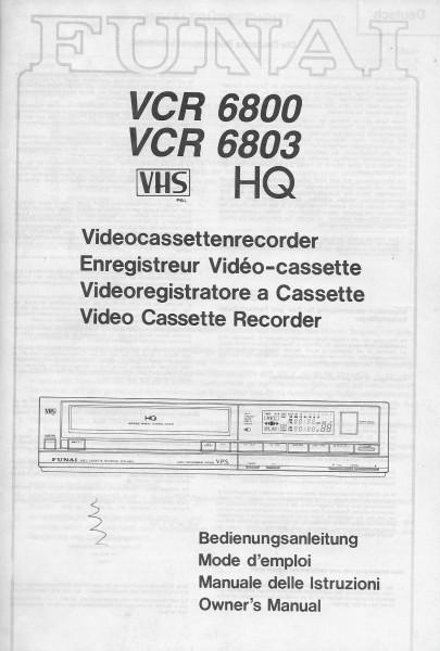 Funai VCR 6800/6803 Bedienungsanleitung