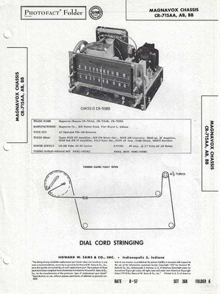 Magnavox Chassis CR-715AA, AB, BB - Photofact - Schematic Set 368/Folder 6
