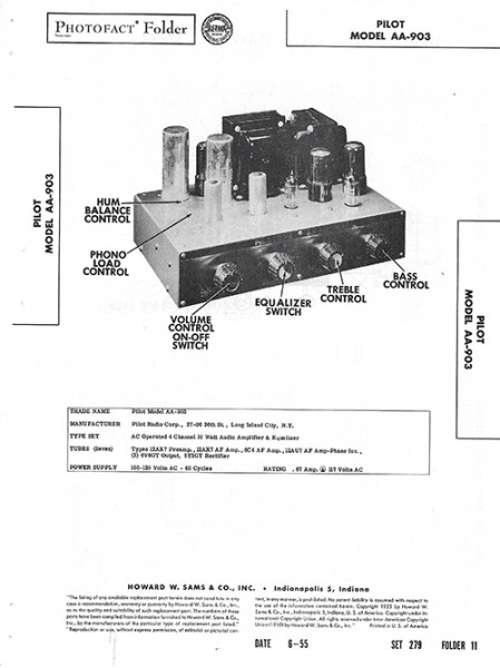 Pilot AA-903 - Photofact - Schematic Set 279/Folder 11