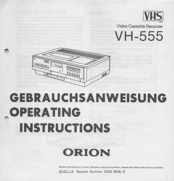 Orion VH-555 Bedienungsanleitung