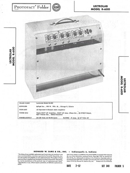 Lectrolab R-600 - Photofact - Schematic Set 348/Folder 5