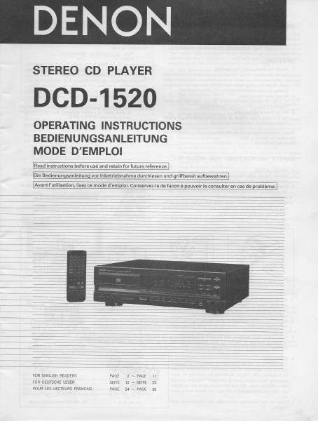 Denon DCD-1520 Bedienungsanleitung